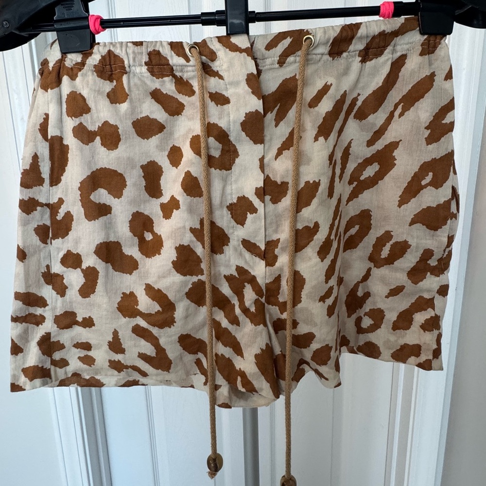Nanushka Tie Front Shorts in Ocelot Pattern